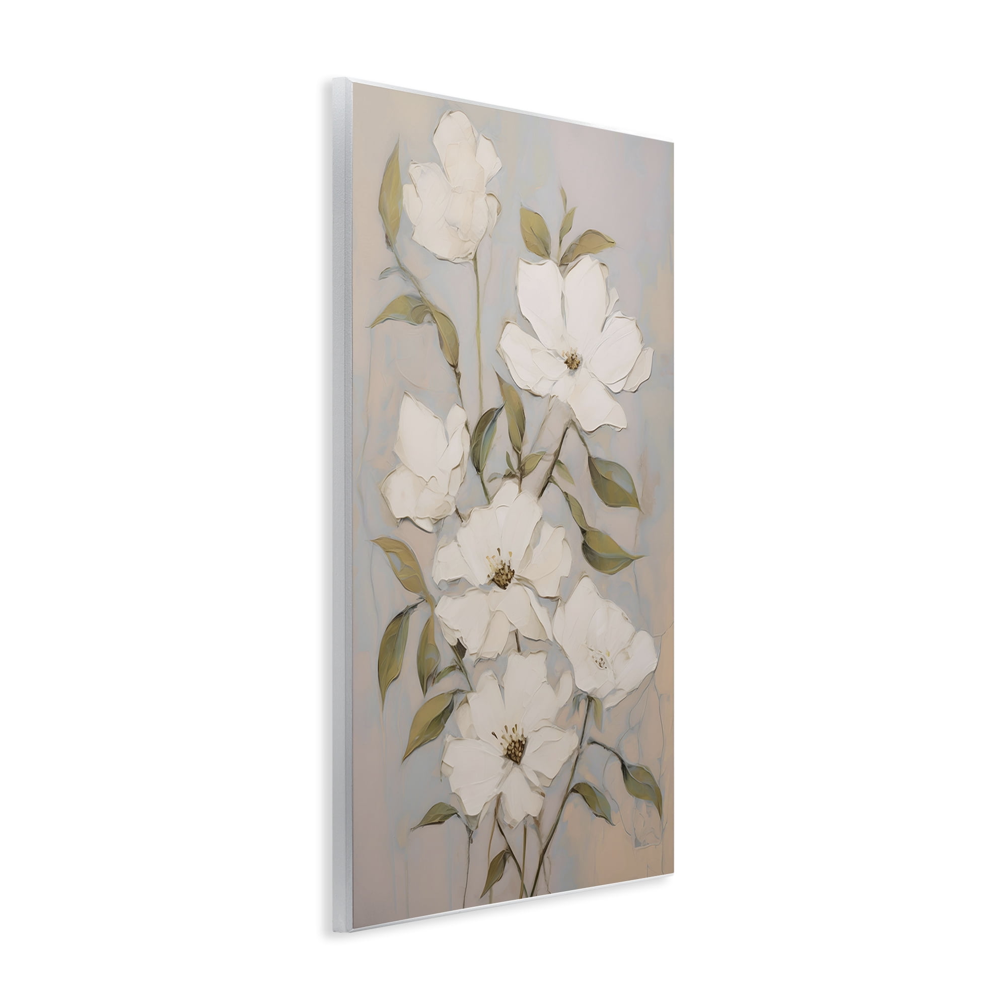 Stupell Industries Pearly White Flowers Botanical & Floral Painting Unframed Art Print Wall Art, 13 x 19
