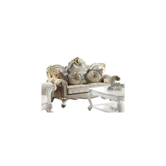 HomeStock Antique Accents Loveseat w/Pillows, Fabric & Antique Pearl (1Pc/1Ctn)