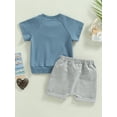 thumbnail image 4 of Arvbitana 0-3 Years Infant Baby Boys Summer Clothes Solid Color Short Sleeve T-Shirt and Drawstring Shorts Set 2Pcs Outfits, 4 of 9