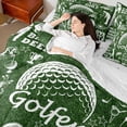 thumbnail image 4 of Homewish Gamer Golf Bedding Comforter Set 7 Pieces for Kids Teens Adults,Green White Full Bedding Set Lightweight,Sport Theme Fitted Sheet Flat Sheet,Lightweight Room Decor,Reversible, 4 of 8