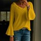 thumbnail image 1 of HongQid Women's Casual V Neck Tiered Ruffle Bell Long Sleeve Blouse Shirt Tunic Top, 1 of 3