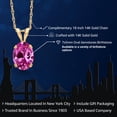thumbnail image 2 of Gem Stone King 0.90 Ct Oval Pink Created Sapphire 14K Yellow Gold Pendant with Chain, 2 of 6