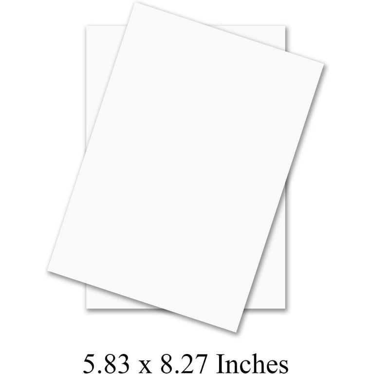 A5 Premium White Cardstock| For Copy, Printing, Writing | 5.83 x 8.27  inches (148 x 210 mm - Half of A4) | 100 Sheets Per Pack | 100 lb