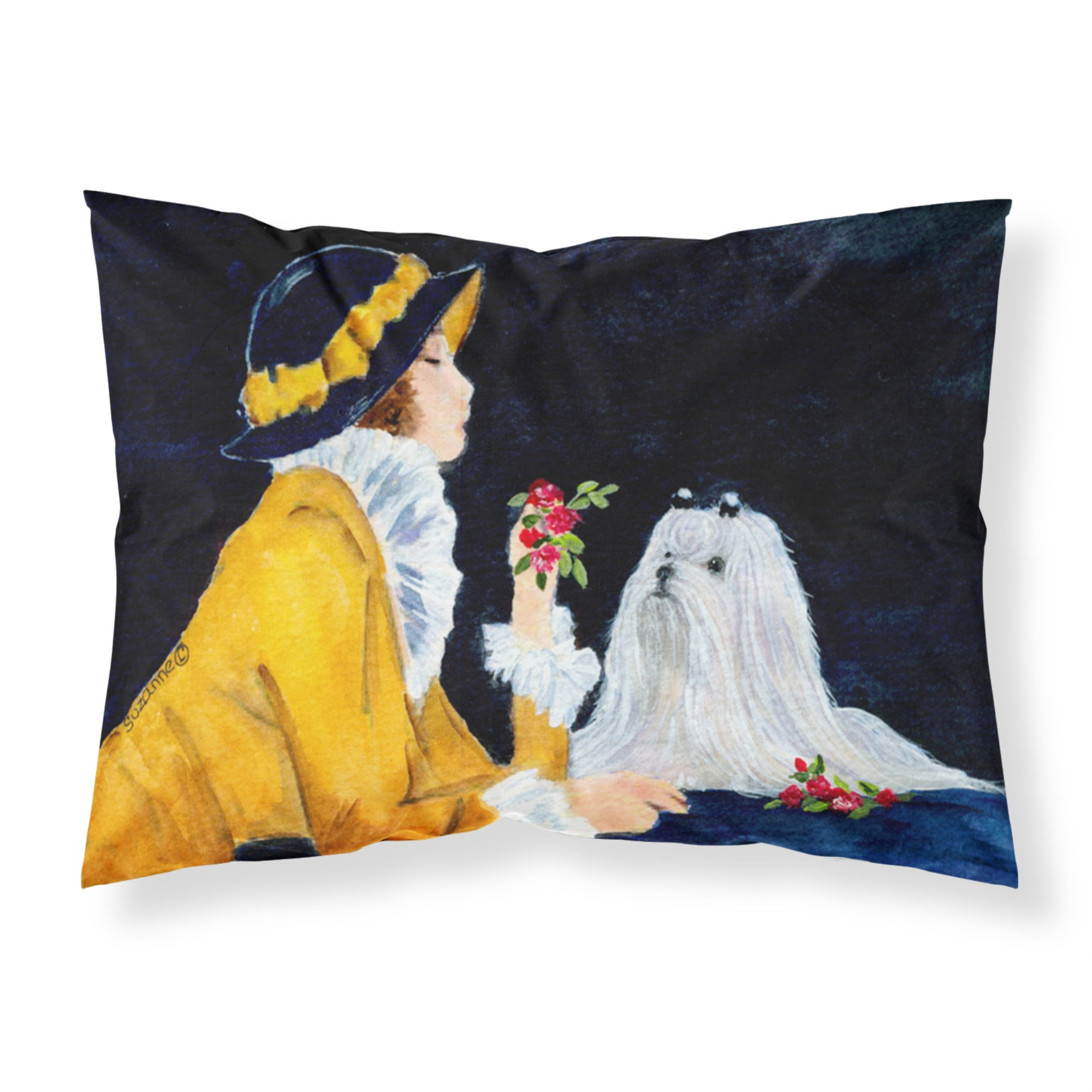 Caroline's Treasures SS8537PILLOWCASE Lady with her Maltese Moisture Wicking Fabric Standard Pillowcase Standard Multicolor 
