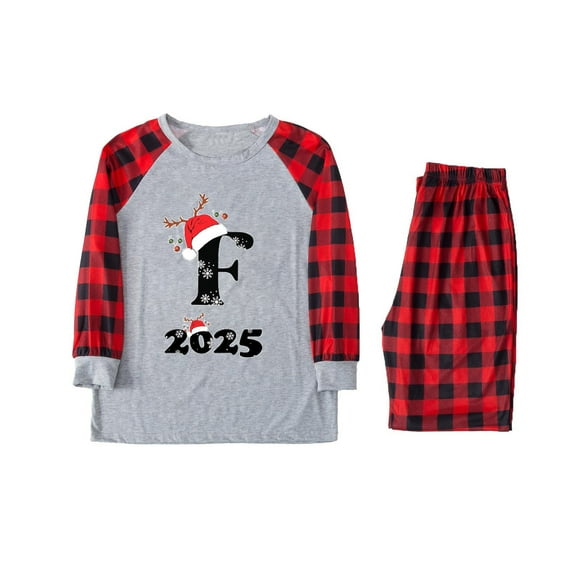 RXMEKW Christmas Pajama Set for Women Plaid Print Long Sleeve Top and Pants Family Matching Loungewear Soft Holiday Sleepwear for Mom and Adults