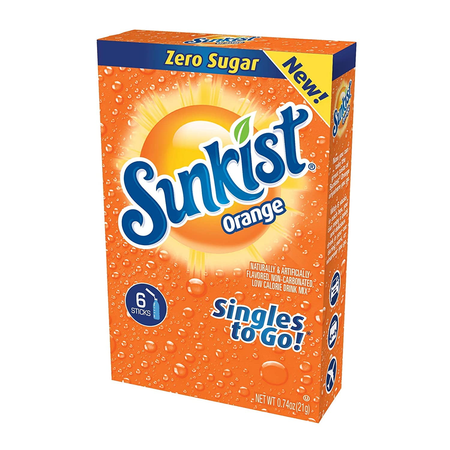Sunkist Orange Drink Mix Singles To Go, 6 Count, 12 per case