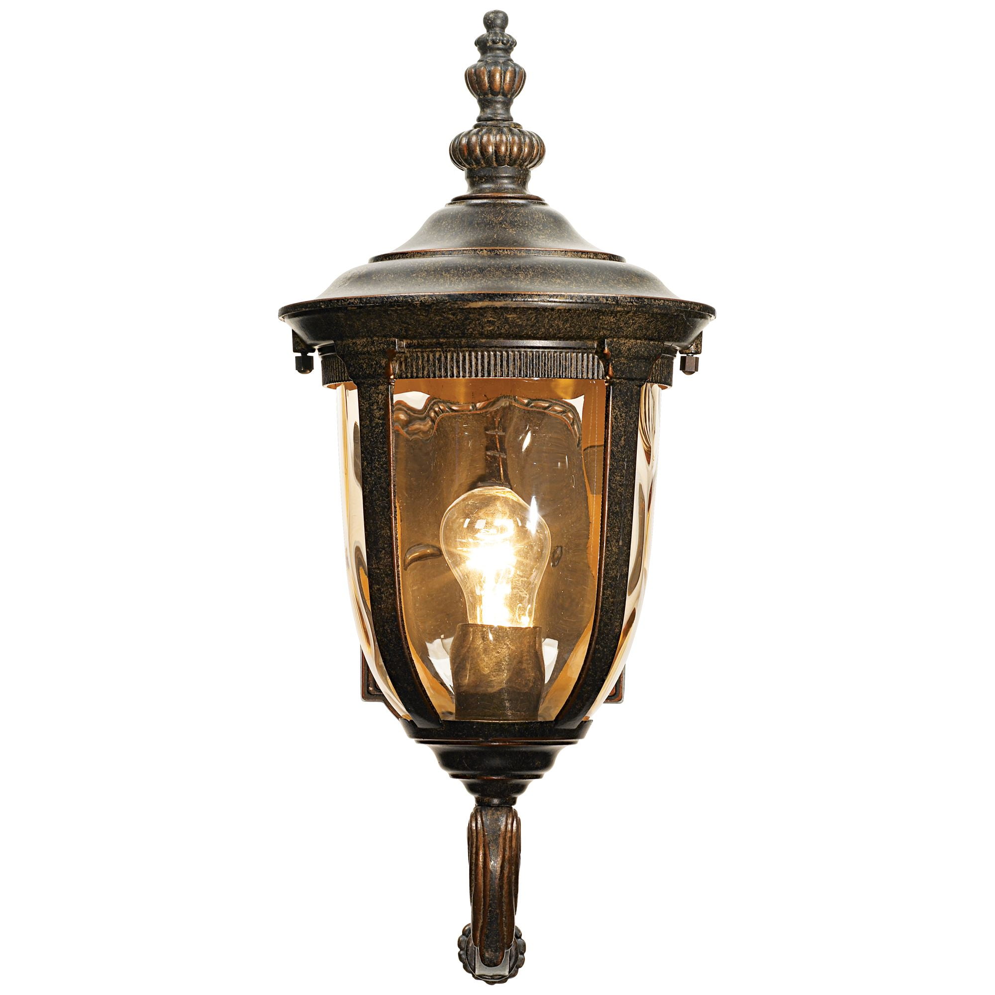 John Timberland Bellagio Rustic Vintage Outdoor Wall Light Fixtures Set of 2 Veranda Bronze Metal 16 1/2" Champagne Glass for Post Exterior