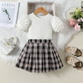 thumbnail image 4 of Toddler Baby Girl Skirts Outfit Spring Summer Kids Clothes Sleeveless Knit Vest Top + Pleated A Line Skirt Set, 4 of 8