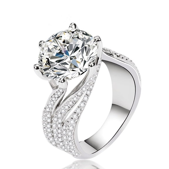 Moissanite Rings for Women 3ct Round Cut D Color VVS1 Diamond Rings 6-Prong Moissanite Engagement Anniversary Promise Wedding Rings for Women Wife Gifts with Certificate