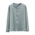 thumbnail image 7 of Cmfcve Knitted Fleece Cardigan for Women Button Up Sweaters Long Sleeve Fall Casual Cropped Cardigan Jackets Warm Outerwear Tops, 7 of 7