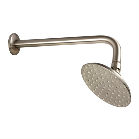 Kingston Brass K135A8CK Victorian 5-1/4-Inch Round Raindrop Brass Shower Head with 12-Inch Shower Arm in Brushed Nickel