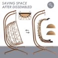 thumbnail image 5 of RADIATA Outdoor 2 Person Swing Egg Chair Double Wicker Hanging Egg Chair with Stand for Two 700 lbs Capaticy for Bedroom Balcony Patio, Golden, 5 of 11