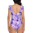 thumbnail image 6 of Yiaed Violet Print Women's Ruffled One Piece Swimsuit V Neck Swimwear Slimming Monokini for Woman-XX-Large, 6 of 8