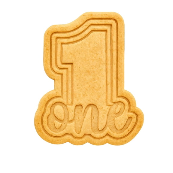 Mighty Gadget Number 1 with 'One' Cookie Cutter & Stamp - 4x2.8" Perfect Design for First Birthday Celebrations (Random Color)