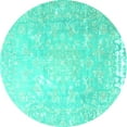 thumbnail image 1 of Ahgly Company Machine Washable Indoor Round Oriental Turquoise Blue Traditional Area Rugs, 3' Round, 1 of 4