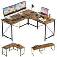 thumbnail image 1 of Bestier Bureau d'Ordinateur en Forme de L 95,2 Pouces avec Support de Moniteur Rustique, 1 of 6