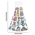 thumbnail image 2 of 2 Pcs Kitchen Hand Towels with Hanging Loops Absorbent Soft Fast Drying Decor Bath Towels Cartoon Cats with Hat, 2 of 7