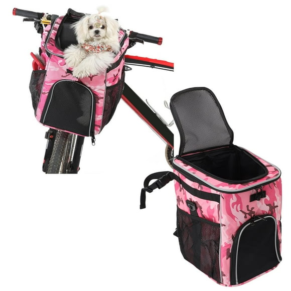 Dog Basket for Bike, Pet Carrier Backpack & Puppy Car for Hiking, Biking, Camping Soft, Expandable, Collapsible Scooter E Bike Bicycle Carrier Cats, Small to Medium Pups