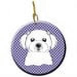 Carolines Treasures BB1134CO1 Purple Checkered Maltese Ceramic Ornament 3 in multicolor
