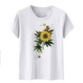 thumbnail image 4 of Busydd T Shirts for Women Fashion Sunflower Print Summer Tops Casual Short Sleeve Round Neck Going Out Tops for Women Comfy Versatile Cotton Graphic Tees S, 4 of 5