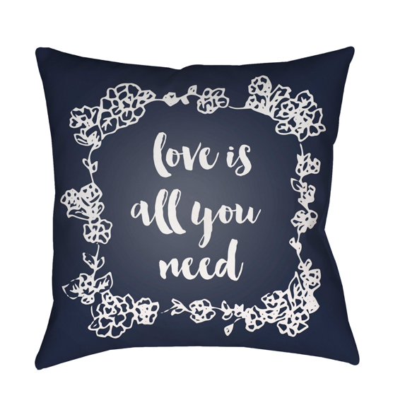 Surya Love All You Need 18" x 18" Medium Square Throw Pillow QTE046-1818
