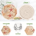 thumbnail image 4 of Yayeee 6 PCS Drink Coasters with Holder Set Woven Absorbent Round Tabletop Hot Pad, Orange Starfish, 4 of 7