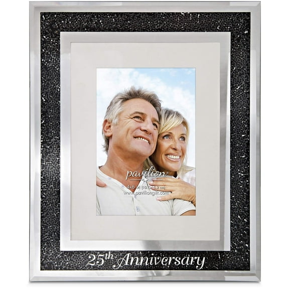 Pavilion Gift Company 25th Anniversary Picture Frame, 9"L x 11"W, Black, Silver