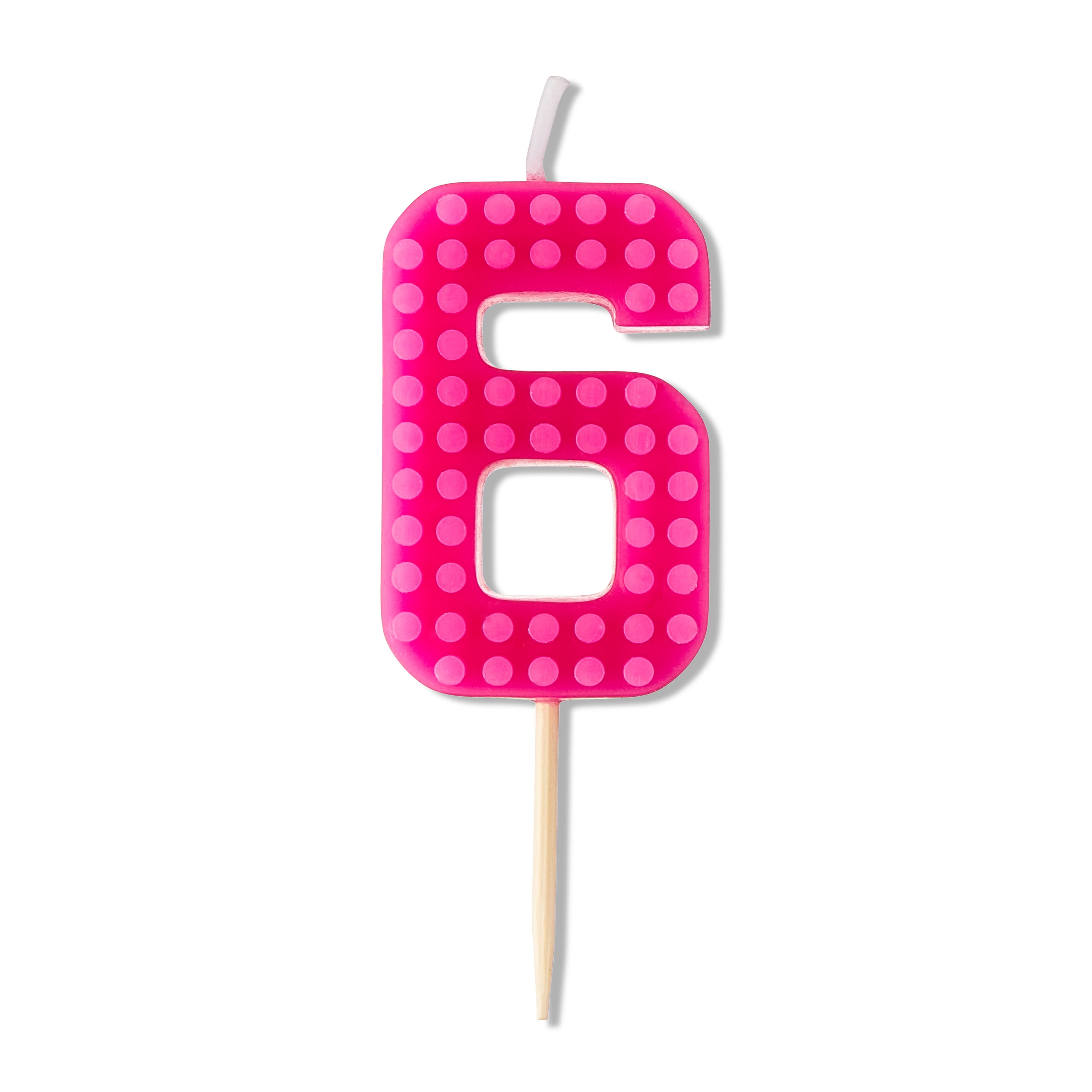Pink Building Block Number 6 Birthday Candle, by Way To Celebrate