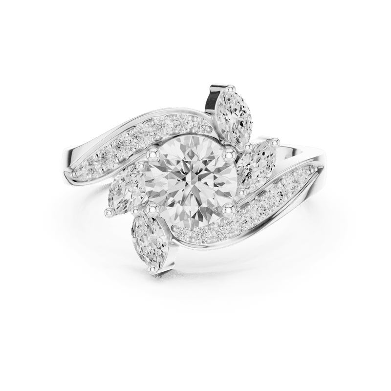 Zuwelria 1.59 Carat Wonderful Round Shape Moissanite Diamond Engagement Ring - Bridal Ring - Promise Ring | 18K White Gold Over Sterling Silver | D/VVS1 Size 5