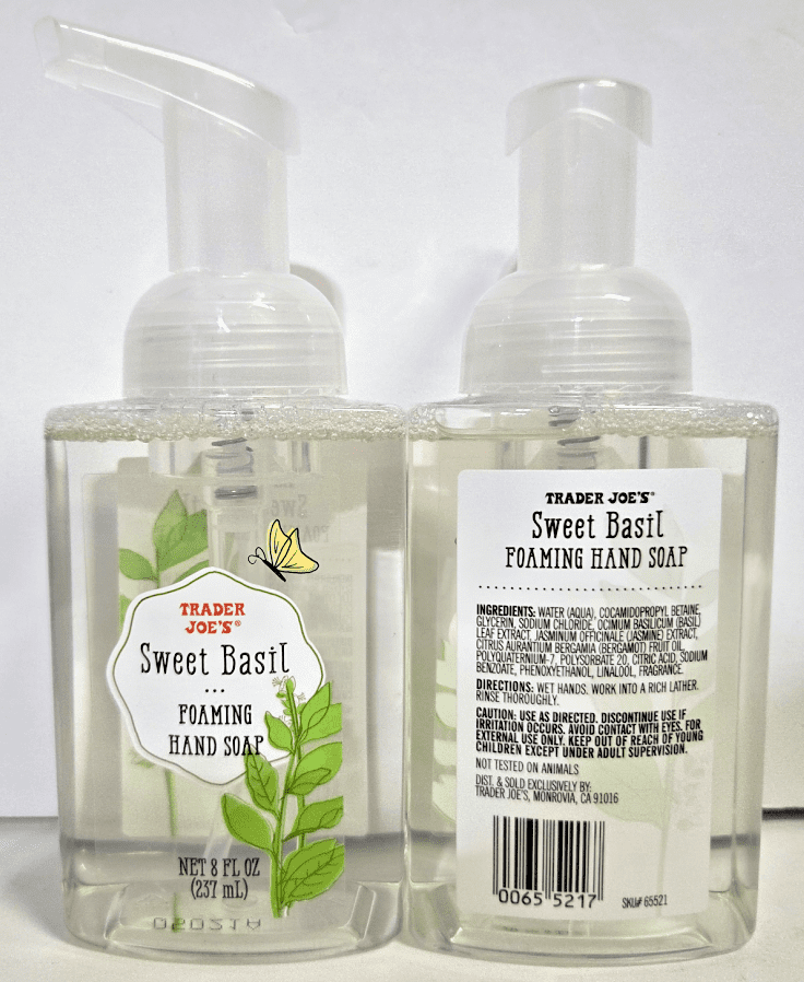 Trader Joe's Sweet Basil Foaming Hand Soap 8fl oz 237ml (2 Bottles)