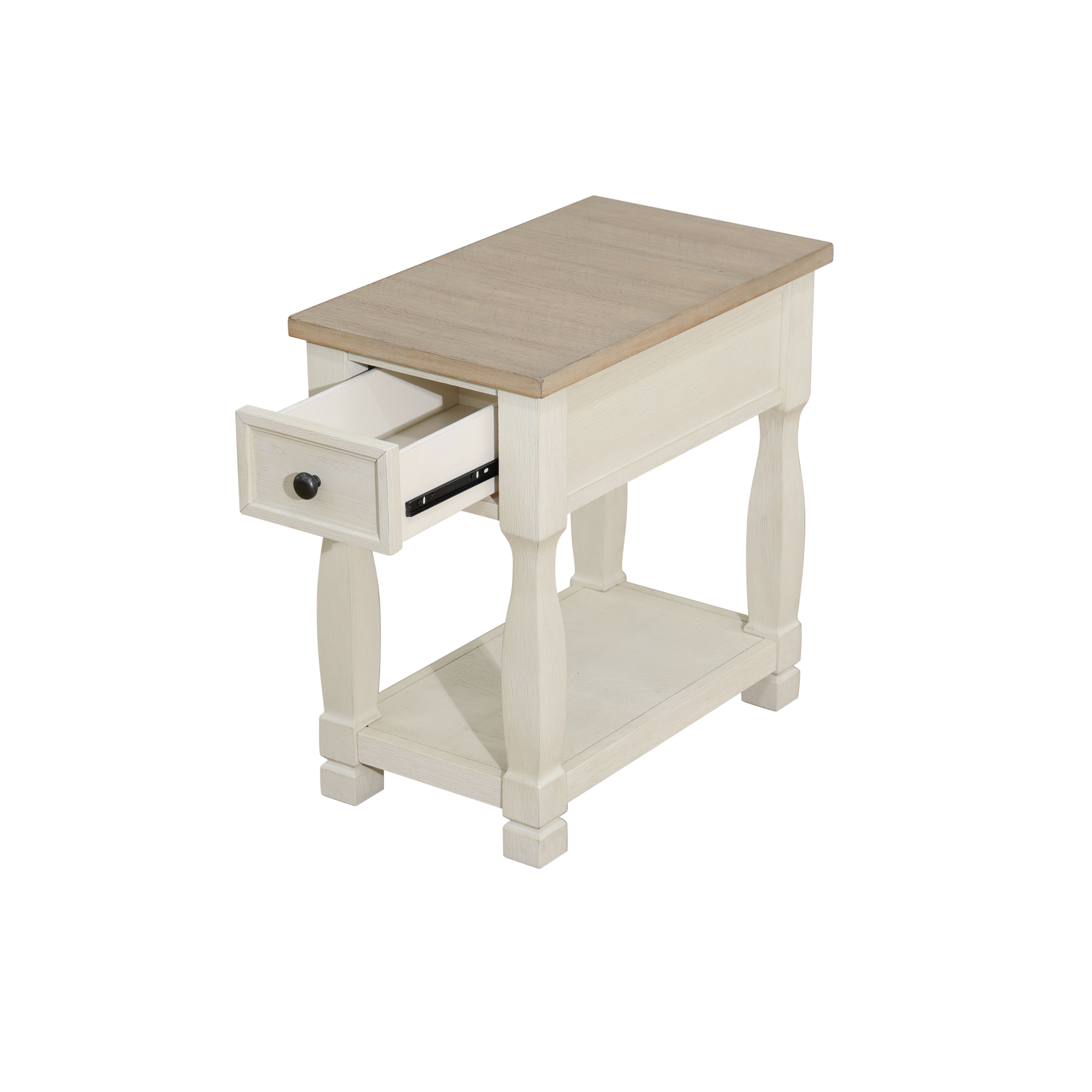 MAYEERTY Solid Wood Side Table with Drawer & Open Shelf, Rustic End Table Nightstand with Storage, for Living Room, Bedroom, Small Spaces