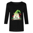 thumbnail image 3 of Oplxuo Christmas Shirts for Women 3/4 Length Sleeve Tunic Blouses Xmas Tree Cute Print Tops Crew Neck Graphic Tees, 3 of 5