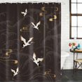 thumbnail image 2 of Japanese Style Shower Curtain, Waterproof Shower Curtains for Bathroom, Vintage Cranes Ocean Wave Black Grey Washable Fabric Bathtub Curtain Set Bath Decor with 12 Hooks 72"x78", 2 of 8