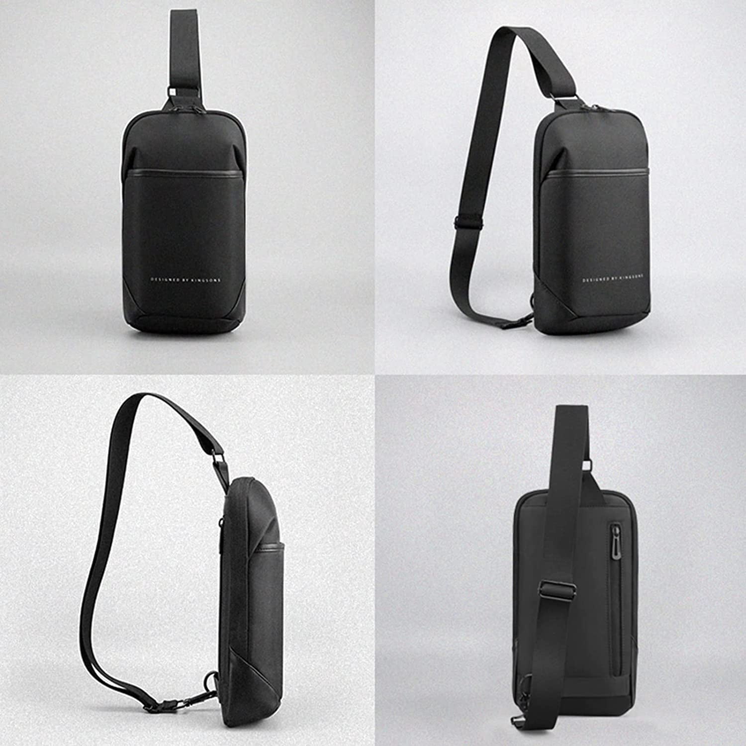 Kingsons Waterproof Polyester Fabric Sling Backpacks with Adjustable Strap, 7 Inch Laptop Compartment, Black