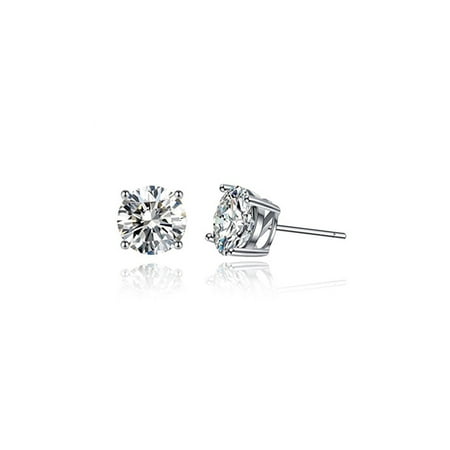 Sterling Silver 6 Mm Round Lab Created White Cubic Zirconia Stud Sterling Silver 6 Mm Round Lab Created White Cubic Zirconia Stud Earrings