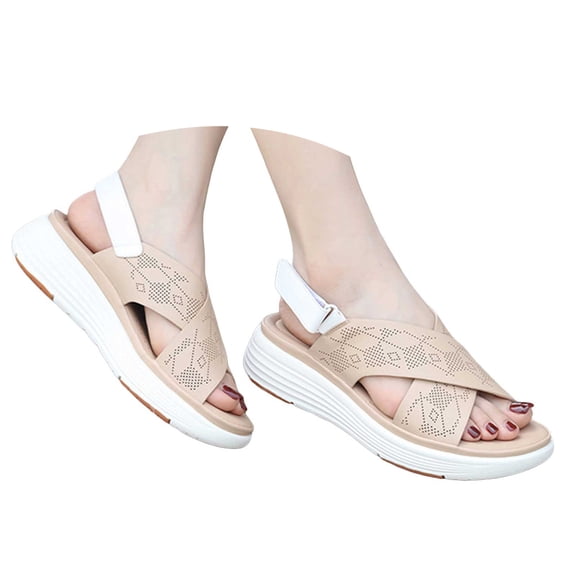 Mostsola Womens Walking Sandals Open Toe Crisscross Strap Comfort Arch Support Platform Wedges
