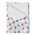 thumbnail image 2 of Tropical Soft Flannel Fleece Throw Blanket, Pink Flamingo Birds and Blue Palm Trees Pattern Exotic Hawaiian Nature, Cozy Plush for Indoor and Outdoor Use, 60" x 80", Pink Blue and White, by Ambesonne, 2 of 5