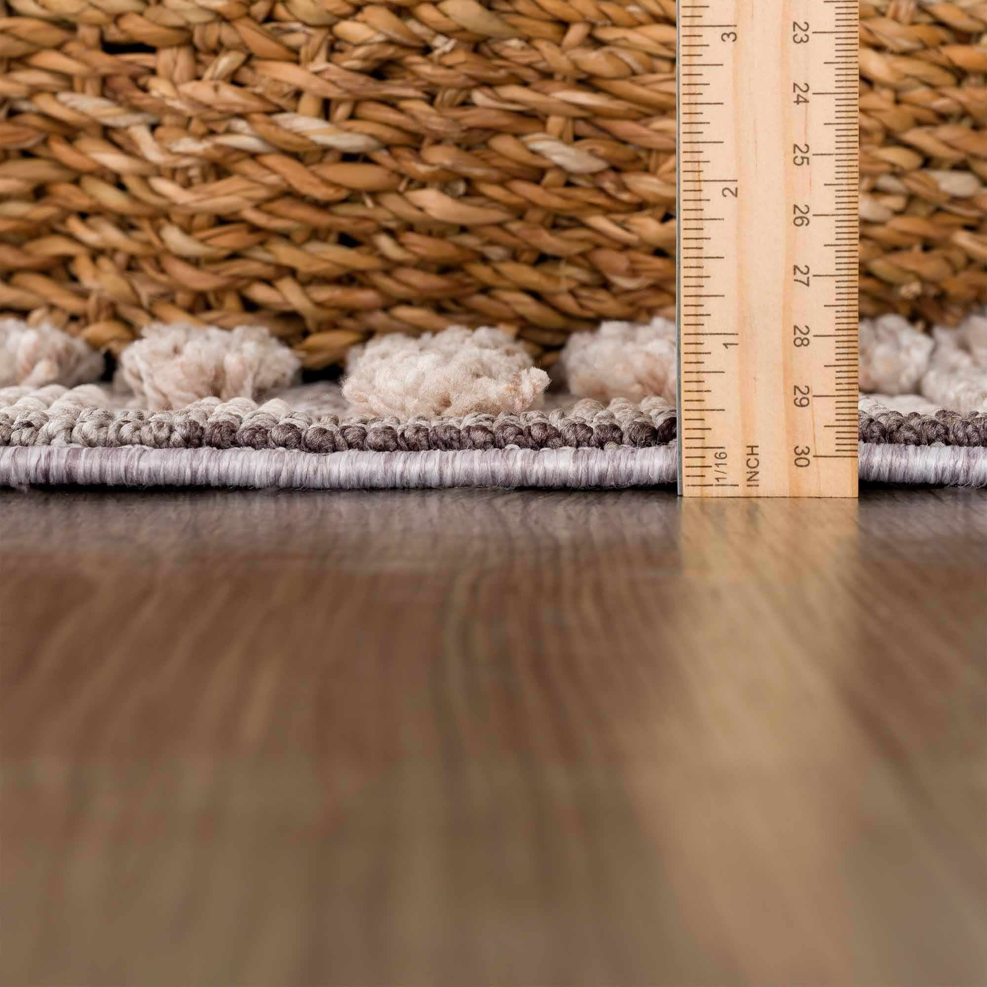 Hauteloom Maulawin Farmhouse Living Room Bedroom Southwestern Tribal Area Rug - Soft Shaggy High Low Carpet - High Pile - Bohemian, Boho - Gray, Brown, Beige, Cream - 5'3" x 7'