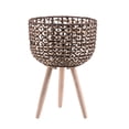 thumbnail image 3 of Soporte para plantas de cesta tejida con patas, maceta decorativa de madera Estilo A, 3 of 9