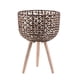thumbnail image 3 of Soporte para plantas de cesta tejida con patas, maceta decorativa de madera Estilo A, 3 of 9