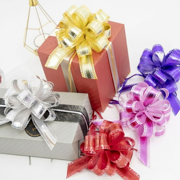GOOHOCHY 5 Pcs Assorted Color Pull Bows present Ribbon for Decoration Easy to Assemble for Christmas Wedding
