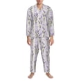 thumbnail image 3 of Salouo Lavender Flowers Print Button-Front Long Sleeve Pajama Set for Men, Soft 2Pjs Men's Long Sleeve Sleepwear-XX-Large, 3 of 7