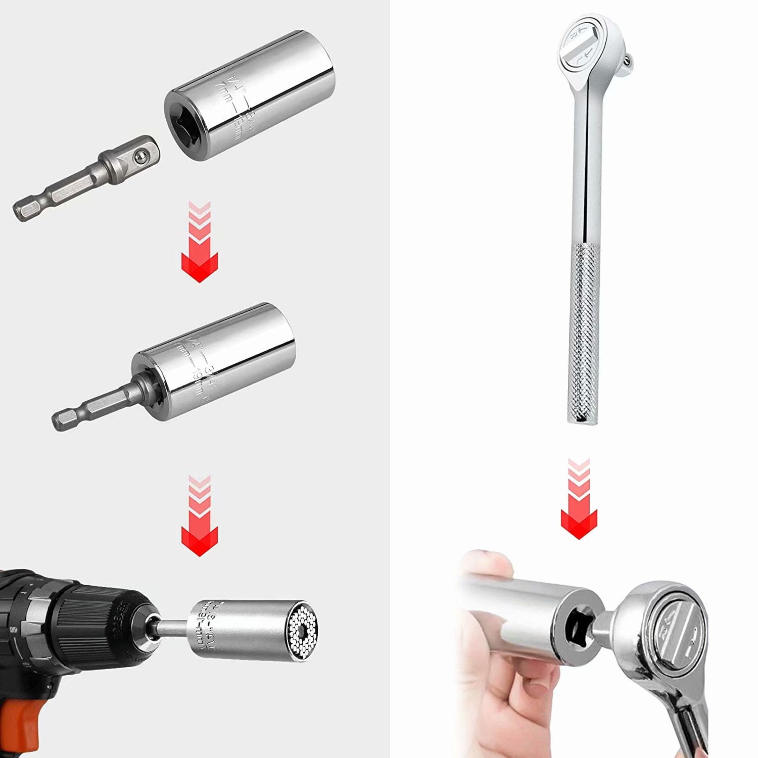 7mm-19mm Professional Repair Tools Gifts for Fathers Day Husband DIY Handyman Universal Socket Grip Adapter Universal Repair Tools Socket Set Ratchet Wrench Power Drill Adapter 1/4-3/4 7mm-19mm Professional Repair Tools Gifts for Fathers Day Husband DIY Handyman Universal Socket Grip Adapter Universal Repair Tools Socket Set Ratchet Wrench Power Drill Adapter 1/4-3/4