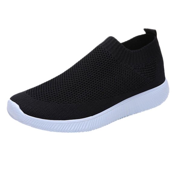NOKIO Stretchable Knit Sports Sneakers Women Outdoor Mesh Solid Color Sports Shoes Runing Breathable Shoes Sneakers Memory Foam Breathable Soles