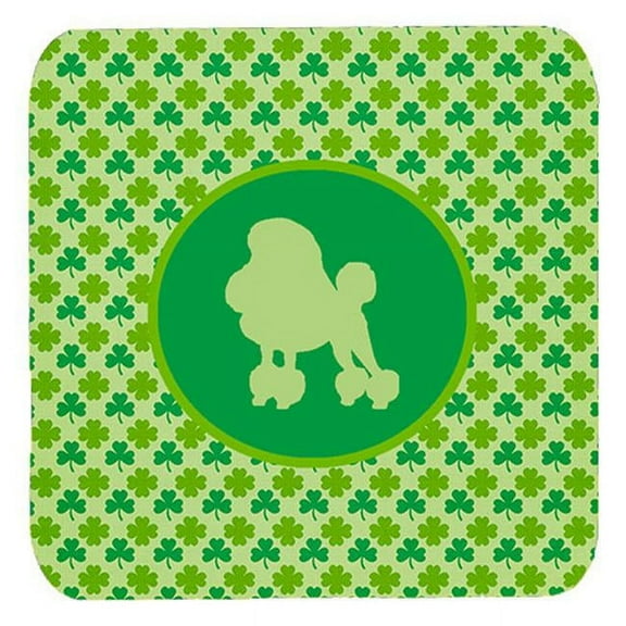 Poodle Lucky Shamrock Foam Coasters, Set Of 4