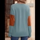 thumbnail image 5 of Blusas Elegantes e Informales para Mujer, con Bloques de Color, de Larga y Cuello en V, para Otoño. Azul S, 5 of 6