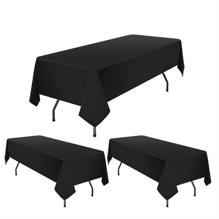 

Pesonlook 3 Pack Tablecloth 60 x 126 inch Polyester Table Cloth for 8 Foot Rectangle Tables Stain and Wrinkle Resistant Washable Fabric Table Covers Polyester Black Table Clothes for Wedding Banquet