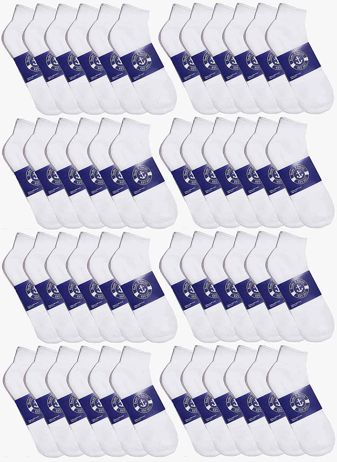 Mens & Womens Quarter Ankle Socks, Cotton, Cheapest Ankle Sock, Donation Homeless, Light weight Bulk Wholesale (72 Pairs Mens White)