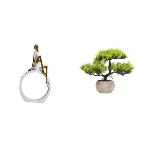 Figura De Niña, Estatua De Mujer, Centro De Mesa, Dormitorio, Regalo Para Lectores, Estantería, Escultura Abstracta De Estilo Rústico, árbol Bonsái Artificial, Plantas Artificiales,