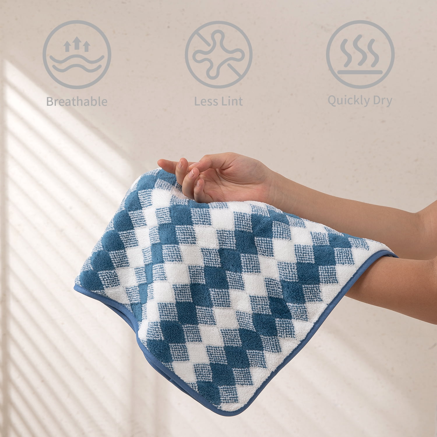 Beartech 12 Piece Hand Towel Set, Ultra Soft and Highly Absorbent Microfiber Towels 600GSM Quick Dry 16"x32" Hand Towels For Bathroom,kitchen-Blueberry